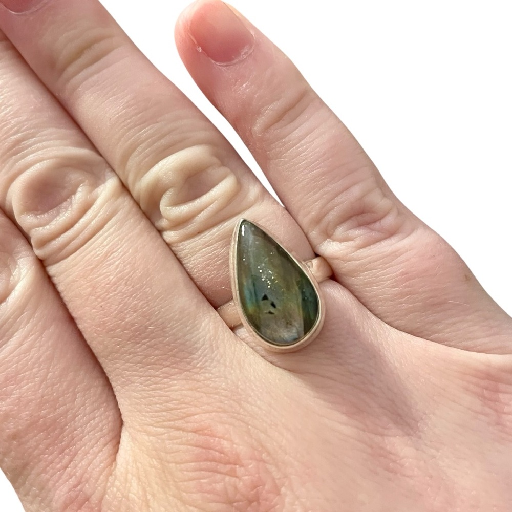 Labradorite Solid Sterling Silver 925 Ring Size 7 - image 2